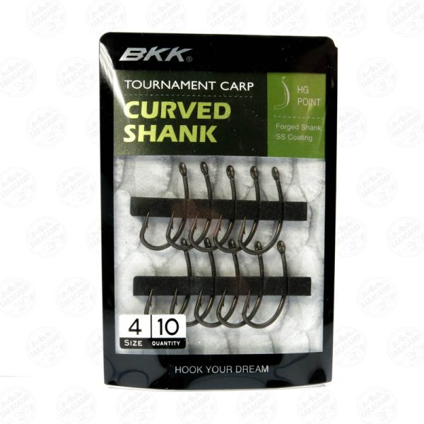 قلاب بی کی کی سایز ۴ بسته ۱۰ عددی مدل BKK TOURNAMENT CARP CURVED SHANK