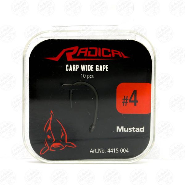 قلاب کپوری رادیکال موستاد سایز ۴ بسته ۱۰ عددی, MUSTAD RADICAL CARP WIDE GAPE